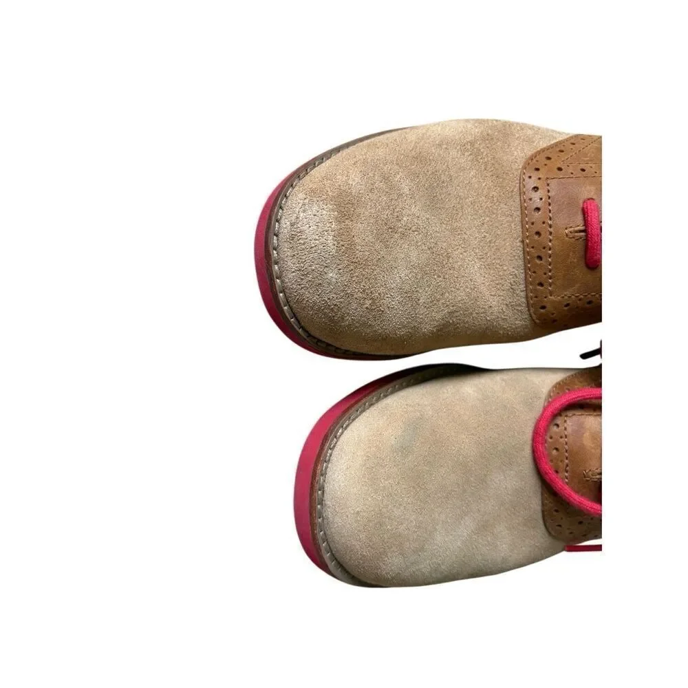 UGG Leather Colorblock Pattern Oxford Brown Suede leather Lace Up Dress Shoes si